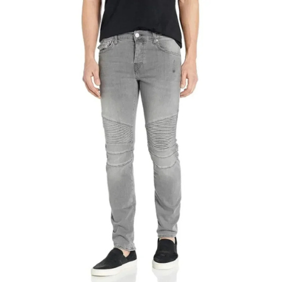True Religion Mens Size 40 Rocco Biker Skinny Fit Jean In Grey - Picture 1 of 16